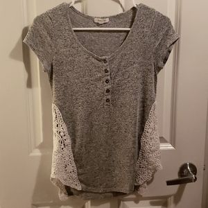 Heather grey macrame top